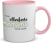 Akyol - voor de allerbeste bonusmama van de wereld koffiemok - theemok - roze - Mama - de beste bonusmoeder - moeder cadeautjes - moederdag - verjaardagscadeau - verjaardag - cadeau - geschenk - kado - gift - moeder artikelen - 350 ML inhoud