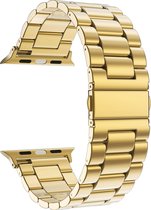 Mobigear Link Stalen Watch bandje geschikt voor Apple Watch Bandje Vouwsluiting - 49/45/44/42 mm - Goud