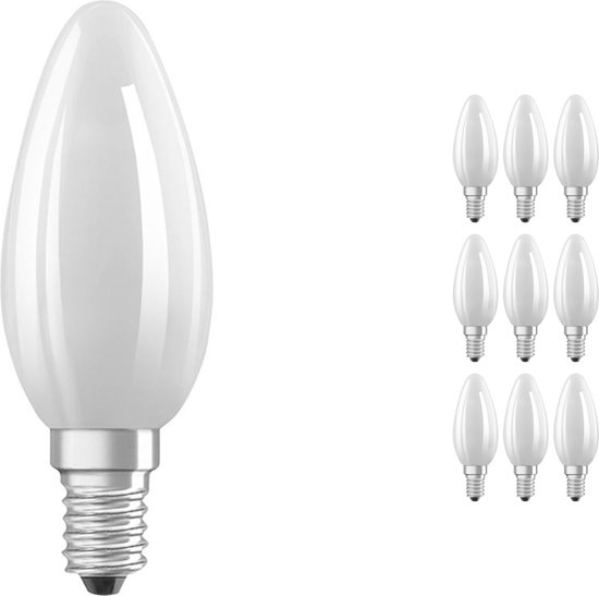 Voordeelpak 10x Ledvance CLASSIC LED E14 Kaars - Wit | - Vervangt