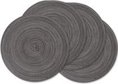 Ronde Placemat, set van 4 gevlochten wasbare tafelmatten 15 inch-zwart