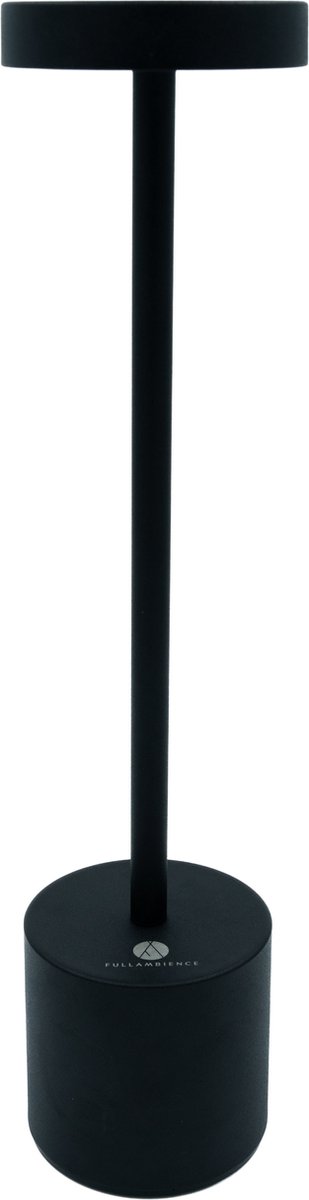Fullambience Oplaadbare Tafellamp - Accu Tafellamp - 3 Kleuren licht - Ingebouwde Accu - Zwart - Touch Bediening - Dimbaar - Uniek design - Horecaverlichting - 3600 mAh - Lange Accuduur