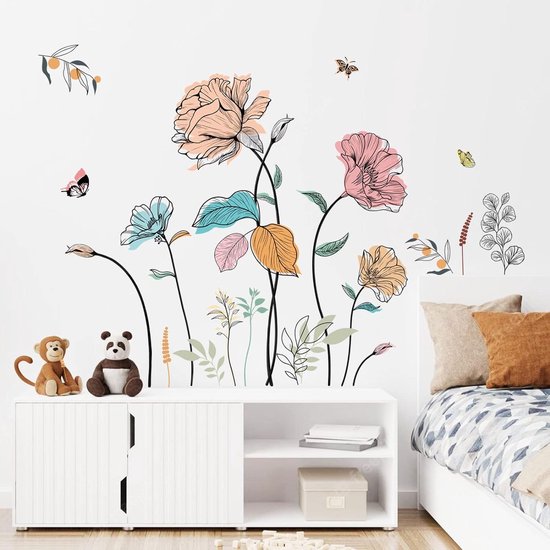 Dieren in de Boom Muursticker Kinderkamer – ca. 90 × 65 cm Vinyl – Uil, Eekhoorn, Vos