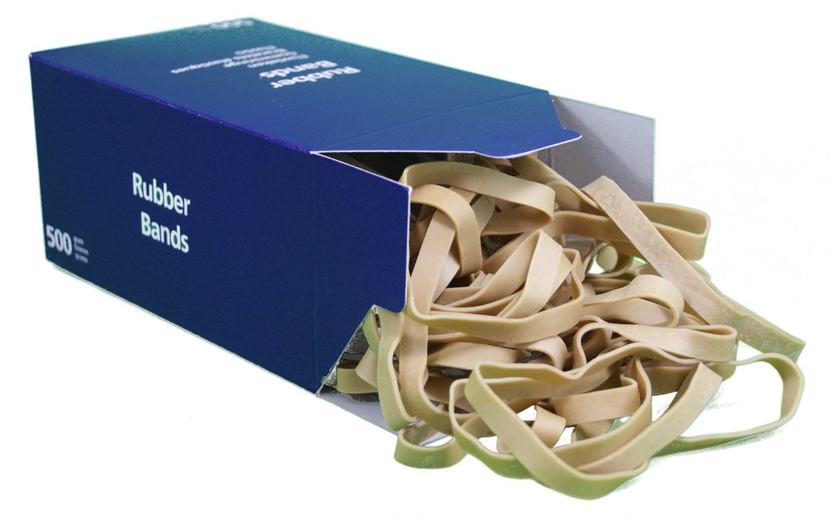 500 gram - elastiekjes - Ø90mm (140x6) - breedte 6mm - doos - naturel - ca 180 stuks