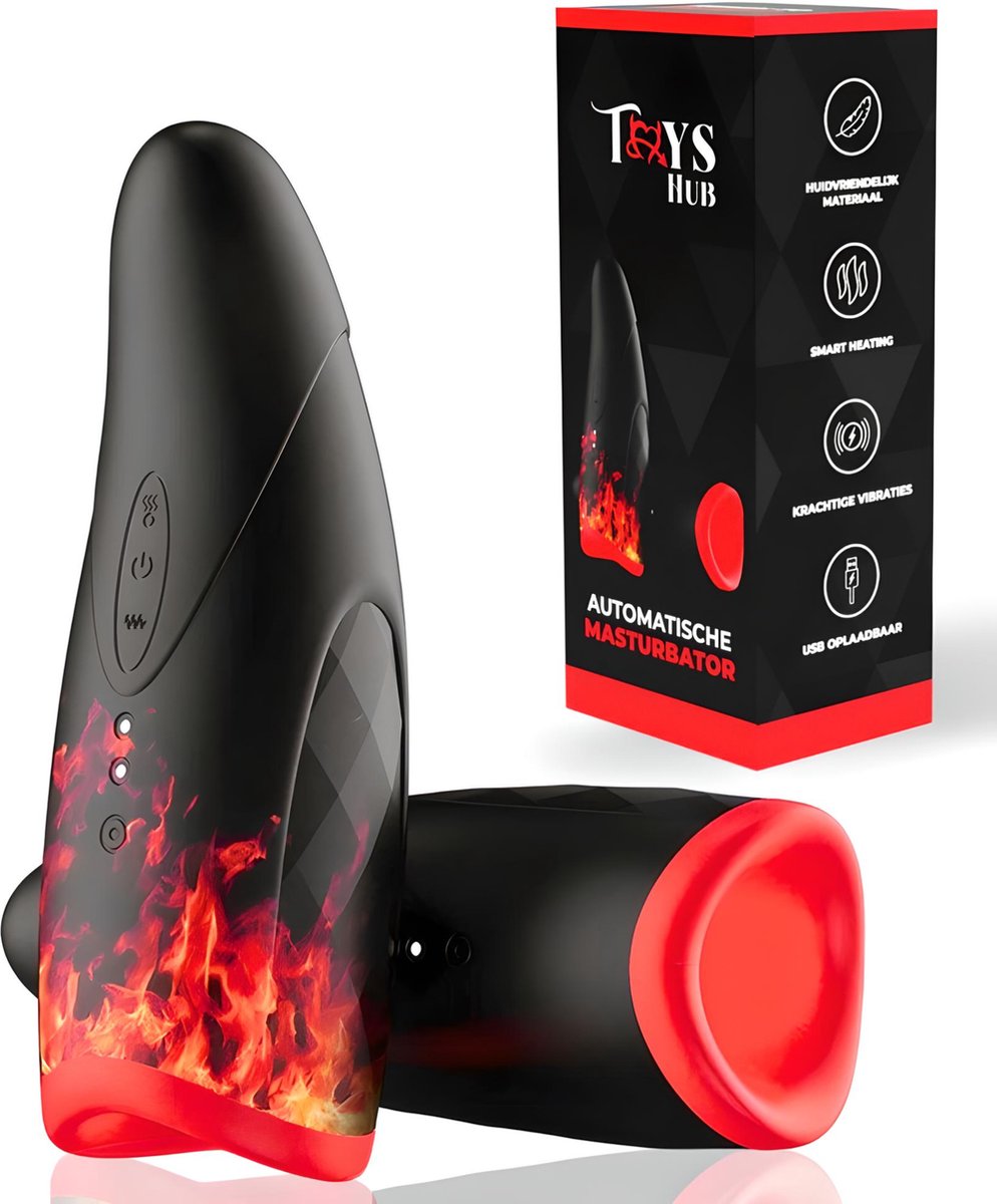 Toys Hub® Automatische Masturbator PRO met E-book - 10 Vibraties - Smart Heating - Pocket Pussy - Blowjob Simulator - Elektrisch - Sex Toys voor Mannen - 14 CM - Toys Hub