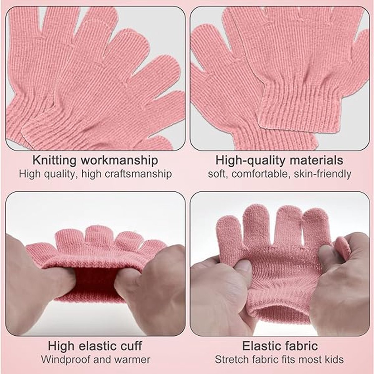 Baynetin Set muts sjaal handschoenen set warme gebreide muts met manchetten en geborstelde binnenvoering sjaal en touchhandschoenen set 3-in-1 voor dames sport buiten, Zwart, Eén maat