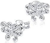 Joy|S - Zilveren vlinder oorbellen - sierlijk klassiek elegante oorknoppen - 7 x 10 mm - massief - 925 zilver