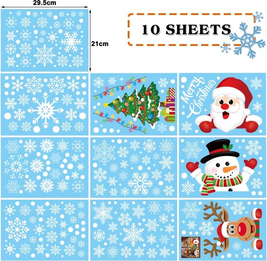 JOFONY - Lot De 2 Autocollants Géants Pour Fenêtre De Noël (Père Noël Et Bonhomme De Neige) - 42,5 X 90 Cm - Réutilisables Et Faciles à Coller - 6