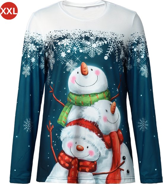 Kersttrui - Dames - Foute Kersttrui - Christmas Sweater - Kerst Sweater - Christmas Jumper - Pyjama - Donker Blauw - Maat XXL