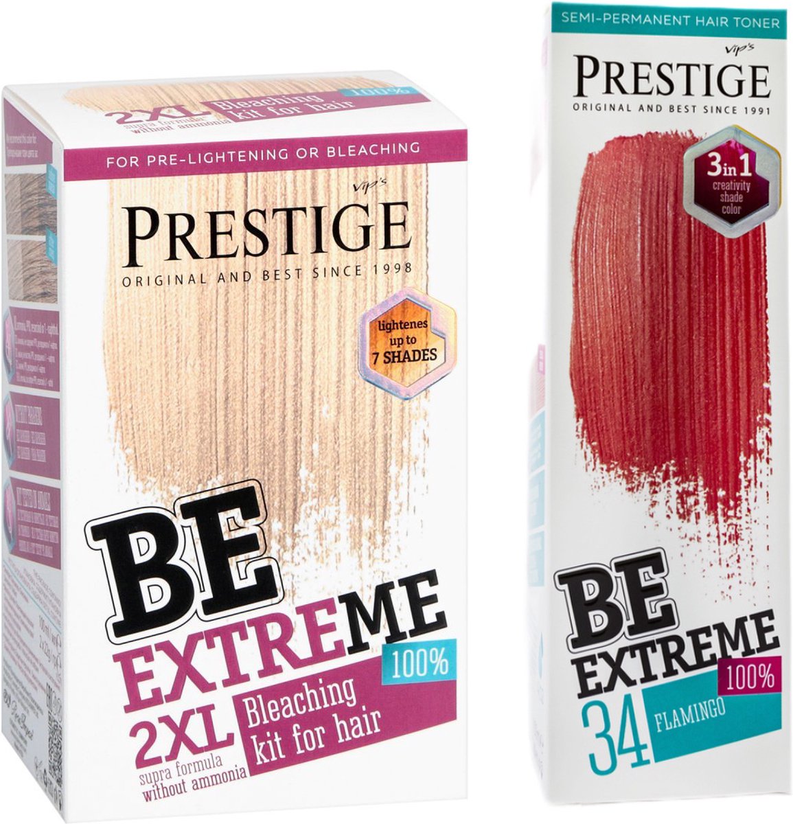 Prestige Semi-Permanente Roze Haarverf Set – Bleach Kit Blondeerpoeder + Flamingo Haarverf Roze – Voordeelverpakking 2 x 100ml