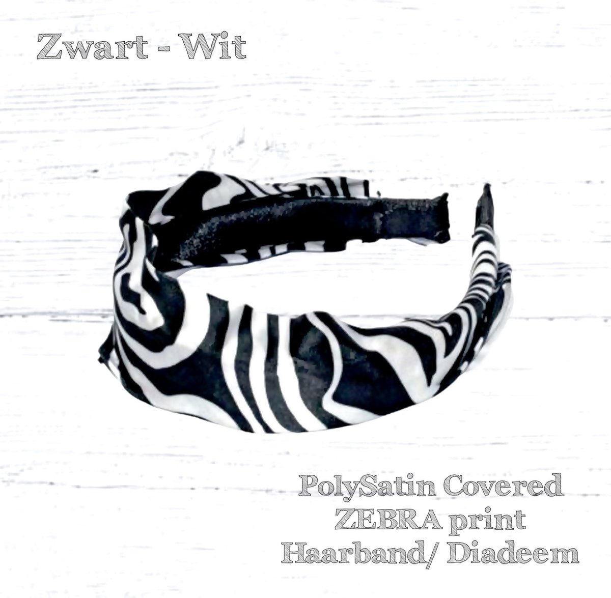 H.A.M.A. - Haarband Diadeem – Dierenprint - Zebra Print stoffen Cover - Zwart Wit - 1 stuks - Volwassenen - Tieners - Kinderen - Casual - Carnaval - Zomerfeesten – Themafeest