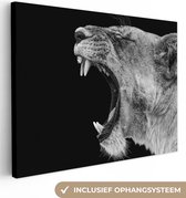 Peinture sur Toile - Animaux - Lion et Lionne - Nature - Zwart - Wit - Lion - Peintures sur Toile - Décoration de Chambre - 40x30 cm - Canvasdoek sur Toile - Décoration murale