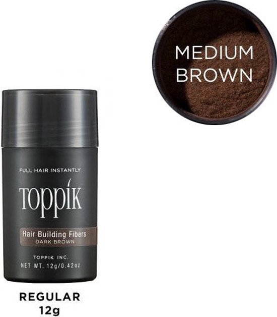 Toppik Hair Building Fibers Medium Brown 12g bol