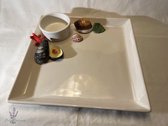 Bella Céramique 1872 | assiette carrée avec bol | bol bol mer | coquillages | Italie - Vaisselle italienne en céramique | 32 cm h 7,5 cm
