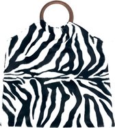 Luna-Leena tas met zebra print - zwart / wit - nep bont - handgemaakt in Nepal - handbag zebra - faux fur - trendy bag - animal bag