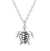 Joy|S - Zilveren schildpad hanger met ketting - 45 cm