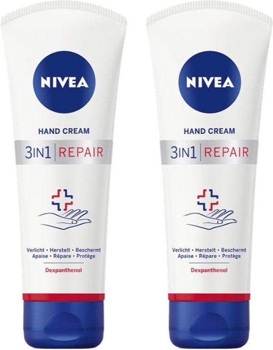 NIVEA 3-in-1 Repair & Care Hand Cream, 2 x 100ml