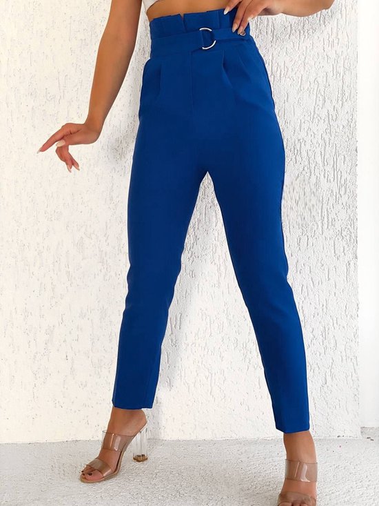 Pantalon taille haute femme | Bleu foncé