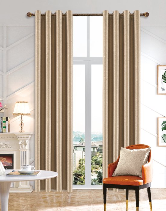 Rideau prêt à l'emploi SB Line - Occultant - Avec anneaux - 140x260 cm - Taupe