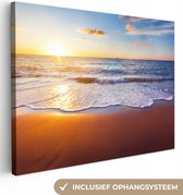 OneMillionCanvasses - Canvas - Schilderij - Strand - Zee - Zon - Horizon - Schilderijen op canvas - Foto op canvas - 40x30 cm - Woonkamer