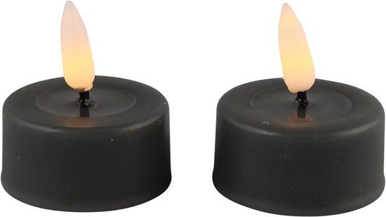 Led waxinelichtjes - grijs - 4,5x2,2cm - 2 stuks - led theelichtjes - led kaarsen met bewegende vlam - kaarsen op batterijen - ledkaars