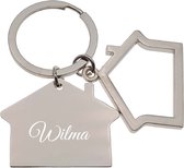 Sleutelhanger RVS - Huis Met Naam Gravering - Wilma