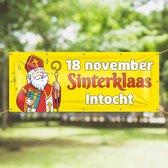 Spandoek Sinterklaas intocht met datum - Sinterklaas met mijter en staf - Sinterklaasversiering