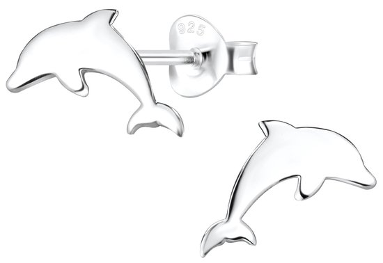 Joy|S - Zilveren Dolfijn oorbellen - 11 x 8 mm - egaal