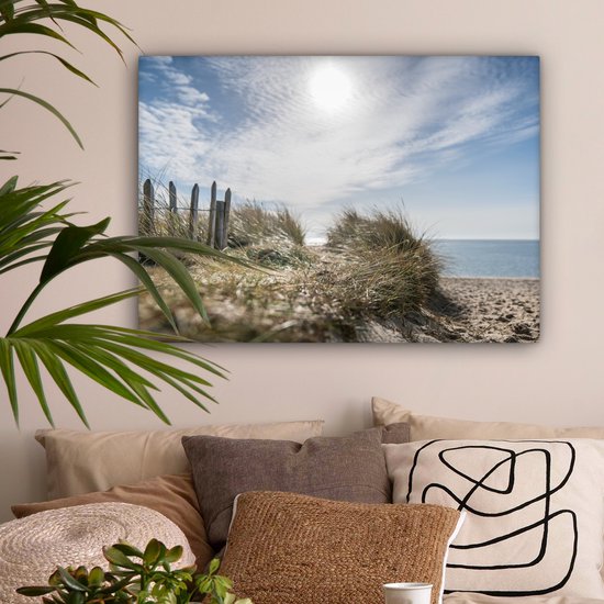 Tableau sur toile Soleil - Nuages ​​- Plage - 80x60 cm - Décoration murale