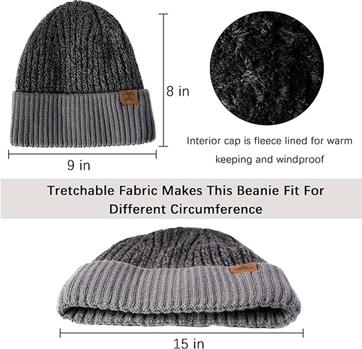 Bonnet Hiver Homme et Gants Tactile Cache Cou, Ensemble Tricotés Ga