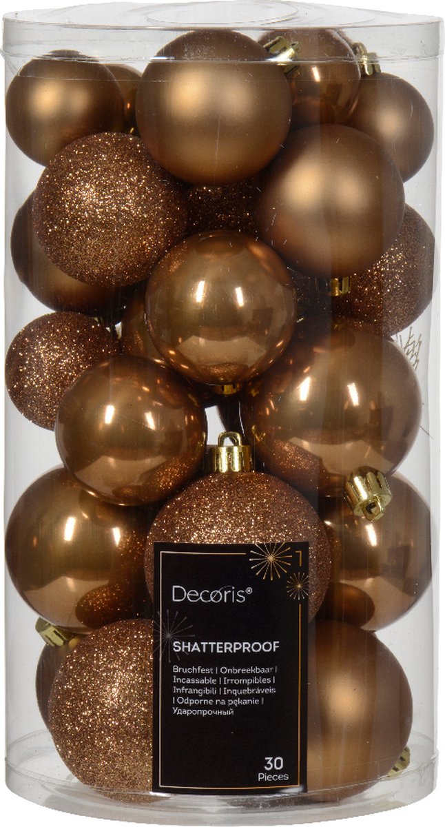 Bol.com Decoris kunststof kerstballen bruin 30 stuks aanbieding