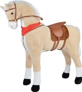 Pink Papaya Reuzen XXL Paard voor Kinderen - Sternchen - 125cm Pluchen Paard - Bijna Levensgroot Speelgoed Paard om op te Rijden en Zitten - tot 100 kg Belastbaar - Maakt Geluiden - met Kleine Borstel