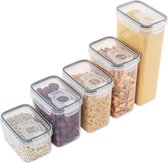 Keuken Voorraadpotten - Snackpotten - keuken opslag containers - 5-delige set - BPA Vrij - 0.8L/1.4L/1.6L/2.0L/2.8L - PP Plastic