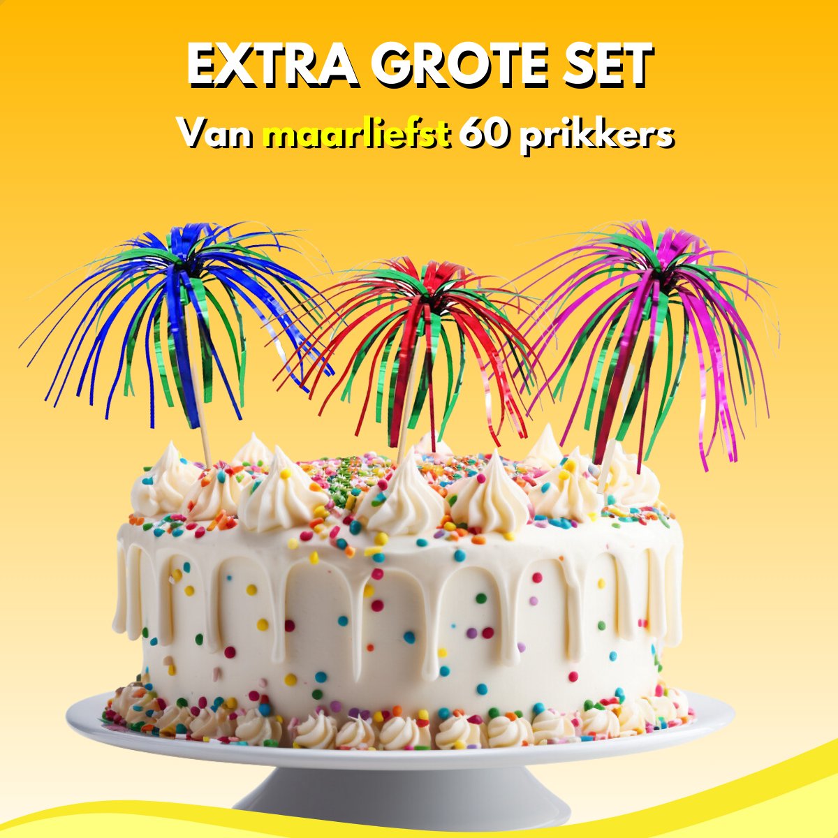 RENALUX - Vuurwerk Prikkers Dubbele Kleuren XXL Set Extra Luxe - Cocktailprikkers Herbruikbaar - Partyprikkers - Feestprikkers - Tapas Prikkers - Taartversiering - Prikkers - Sateprikkers met Versiering - 60 Stuks — cadeau in Kookcadeaus - foto 3