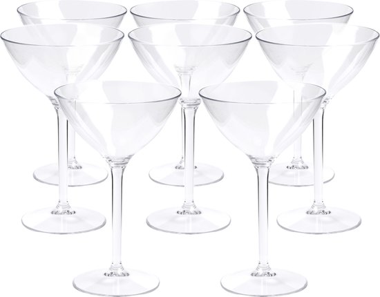 Depa Cocktail/Martini glas - 12x - transparant - onbreekbaar kunststof - 300 ml - Feest glazen