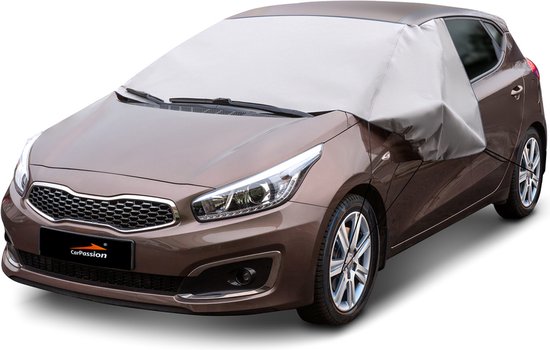 CarPassion Autohoes - Half Cover - Anti-Vries Deken - Beschermhoes - Waterdicht & Vorstbestendig - Universeel - Grijs