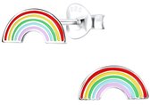 Joy|S - Zilveren regenboog oorbellen - multicolor - 5 x 10 mm
