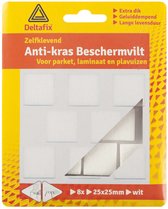 Deltafix Anti-krasvilt - 8x - wit - 25 x 25 mm - vierkant - zelfklevend - meubel beschermvilt