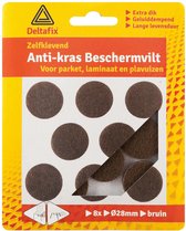 Deltafix Anti-krasvilt - 8x - bruin - 28 mm - rond - zelfklevend - meubel beschermvilt