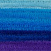 Chenilledraad - 20x - blauwe tinten - 8 mm x 50 cm - hobby/knutsel materialen