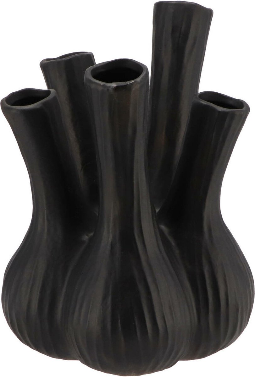 DK Design Bloemenvaas Aglio XL - vaas voor tulpen - mat zwart - 26 x 35 cm - toetervaas