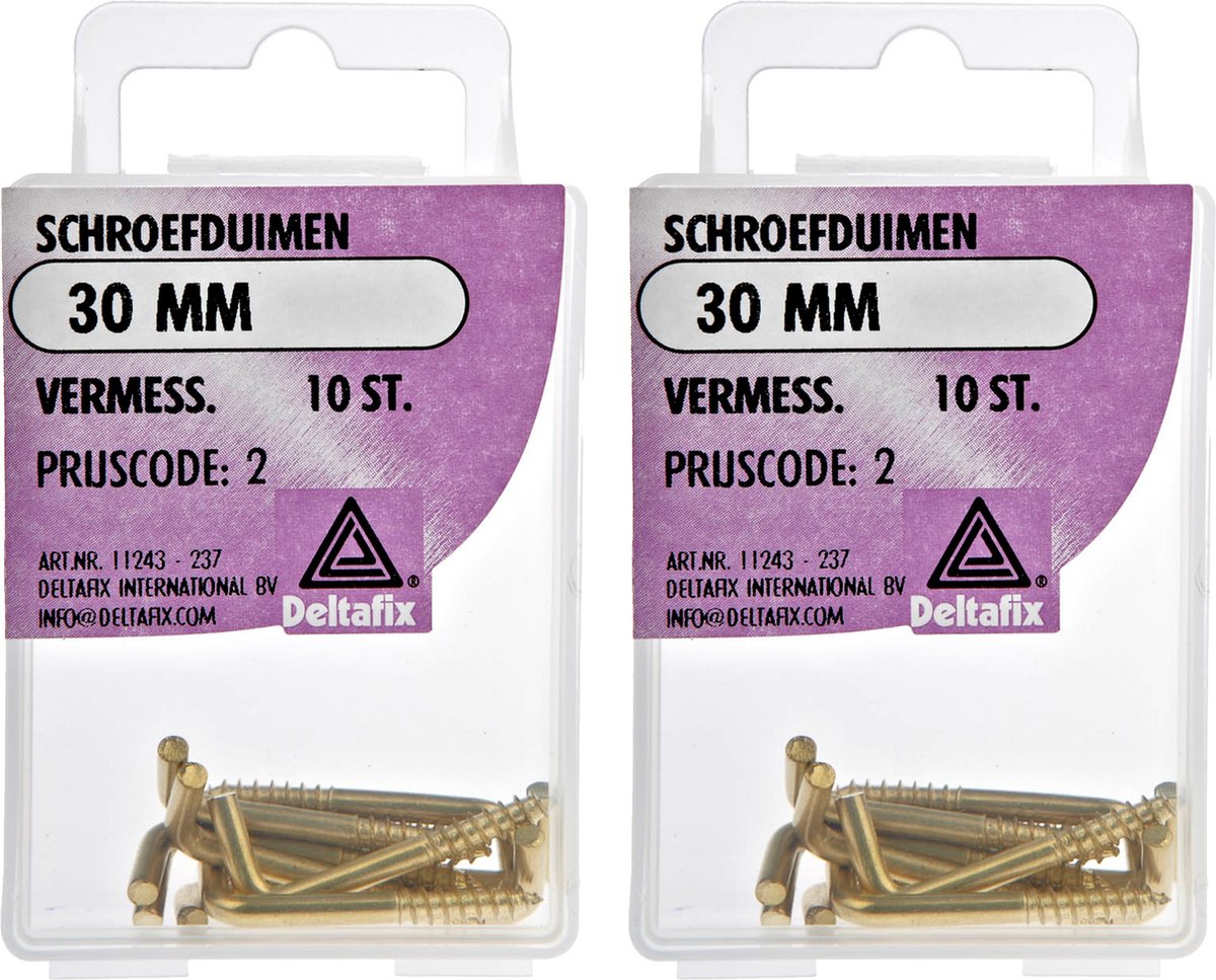 Deltafix Schroefduimen - 20x - vermessingd metaal - 30 mm - ijzerwaren bevestigsmaterialen