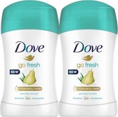 Dove Go Fresh Pear & Aloe Vera Deodorant Vrouw - Anti Transpirant Deo Stick - 0% Alcohol - 48 Uur Zweetbescherming - 2 x 40g