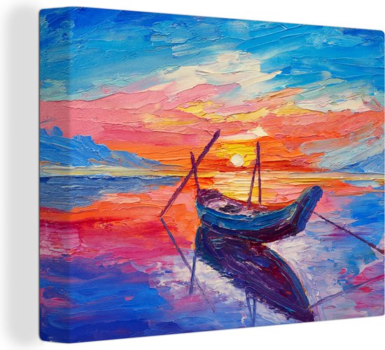 Toile - Peinture - Peinture à l'huile - Bateau - Water - 40x30 cm - Intérieur - Décoration Décoration murale