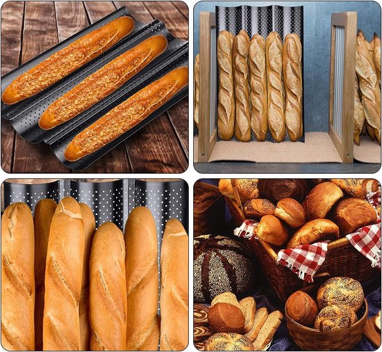 Moule Perforé Baguette Moule à Baguette Silicone - Antiadhésif, Perforé - Four Et Lave-vaisselle - 2 Clips Moule Cuisine Perforé