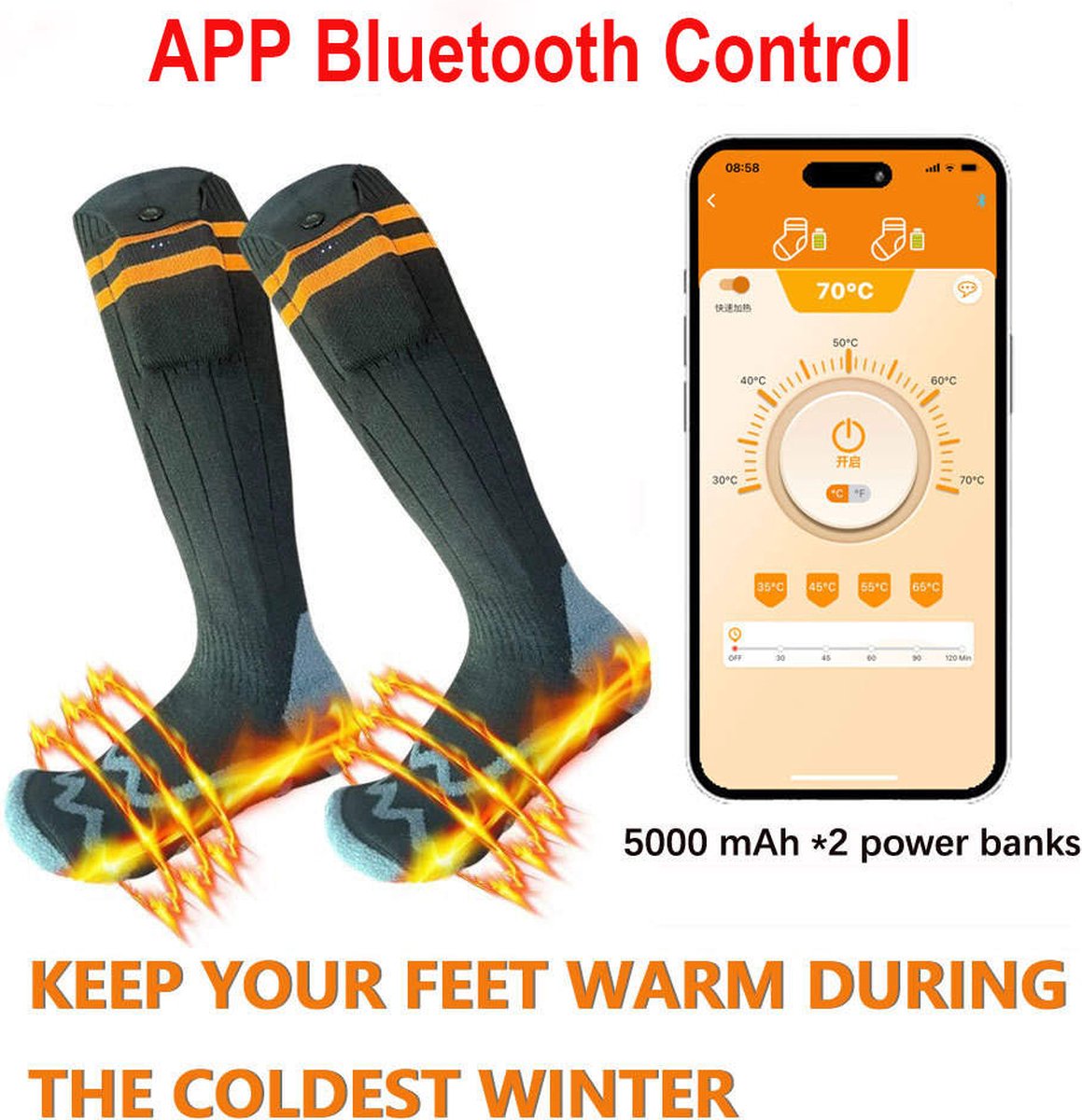 elektrische verwarmde sokken skisokken wintersport