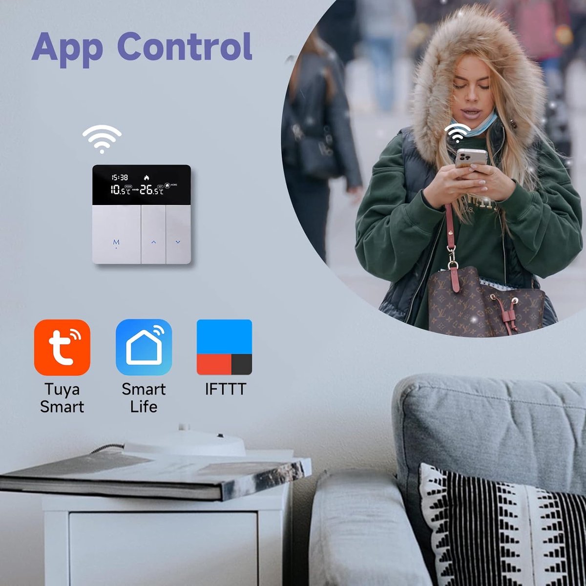 Smart WiFi Opbouw Draadloze Thermostaat - Tuya Smart Life