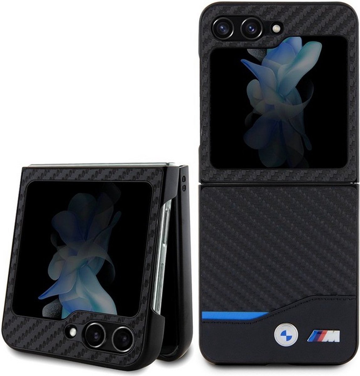 BMW M Carbon Blue Line Back Case - Geschikt voor Samsung Galaxy Flip 5 (F731) - Zwart