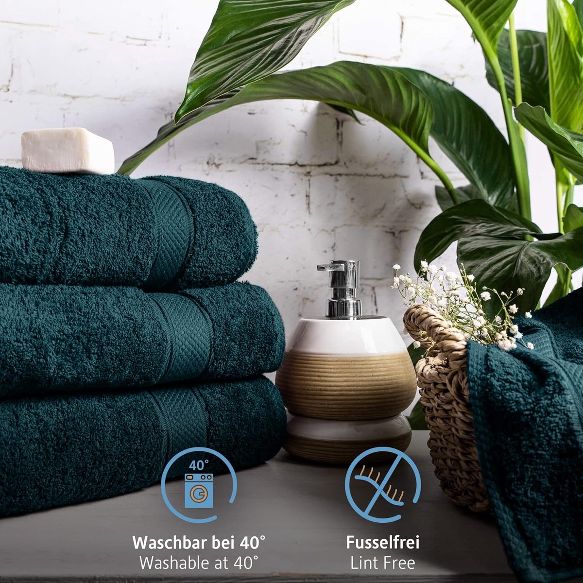 Set van 8 handdoeken van 100% katoen 4 badhanddoeken 70x140 en 4 handdoeken 50x100 cm badstof zacht handdoek groot petrol