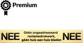 Nee Nee sticker brievenbus - Zwart / Goud - Luxe - Nee Nee - 17.5 x 2.7 cm - Aluminium - Brievenbus sticker - Geen reclame sticker