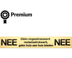 Nee Nee sticker brievenbus - Zwart / Goud - Luxe - Nee Nee - 17.5 x 2.7 cm - Aluminium - Brievenbus sticker - Geen reclame sticker
